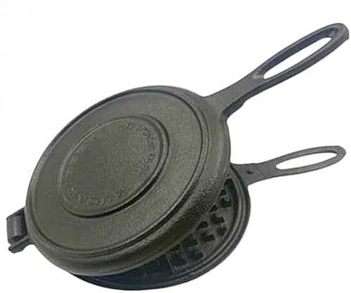 ZanPol ワッフルメーカー 直火プロ鋳鉄ワッフルパン ワッフル焼き型 サンドイッチトースター ケーキ作り フライパン トースターパン モッフル 餅 朝食 おやつ スイーツ 家カフェ 軽食 キッチン用 家庭用 アウトドア クッカー ソロキャンプ 非粘着 (20cm)